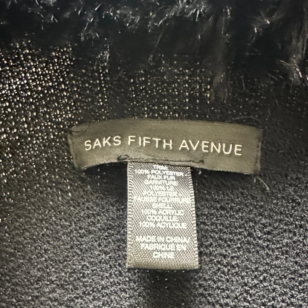 Saks Fifth Avenue Elegant Black Teddy Jacket - Picture 2 of 3